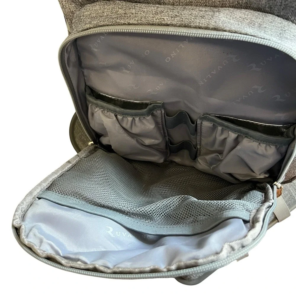 Ruvalino Baby Diaper Bag Backpack Gray Unisex Zip Compartments Multi-Pockets